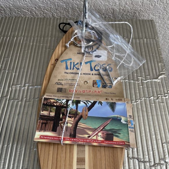 TIKI TOSS Hook and Ring Toss Game - Short Board Edition - Indoor Outdoor - Picture 2 of 4